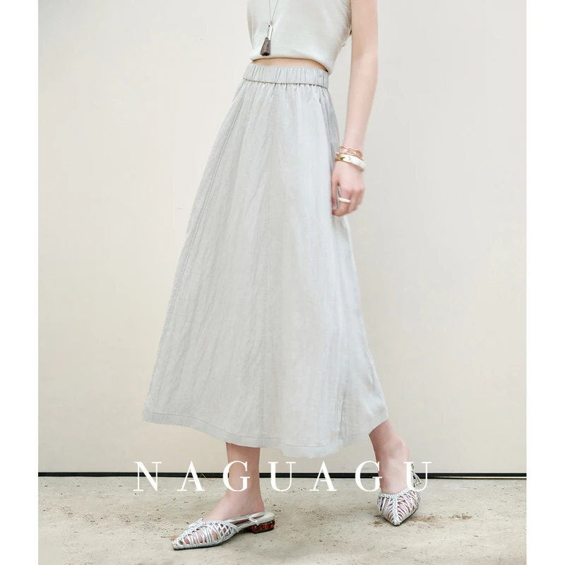 【弗拉罗半裙】高含量莱赛尔 高腰A字伞裙夏季宽松显瘦半身裙女