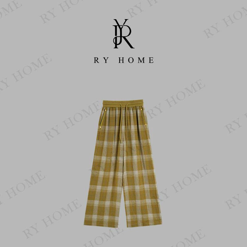 【容雨RYHOME】新款慵懒风格纹抽绳阔腿裤252K2676