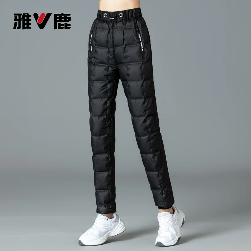 V/雅鹿2025新款羽绒裤女外穿冬季白鸭绒修身显瘦加厚休闲保暖裤女