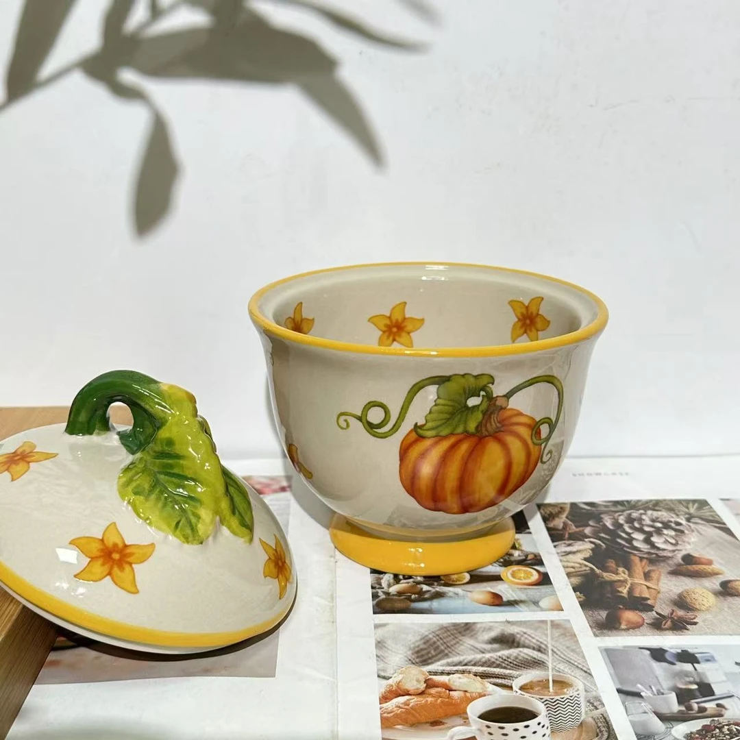 竹编手雕南瓜高脚带盖炖盅