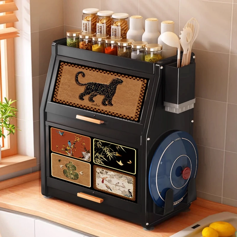 美世达厨房调料品置物架家用多功能油盐酱醋收纳架台面防尘调料架