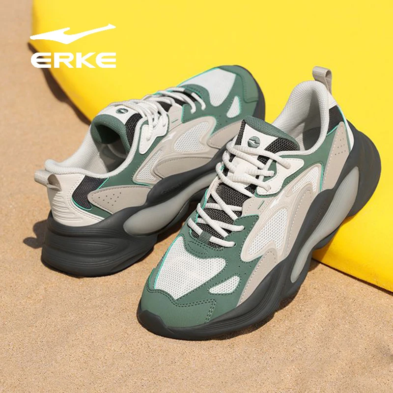 erke/鸿星尔克面包鞋新款情侣休闲鞋透气时尚网面夏季跑步鞋轻便