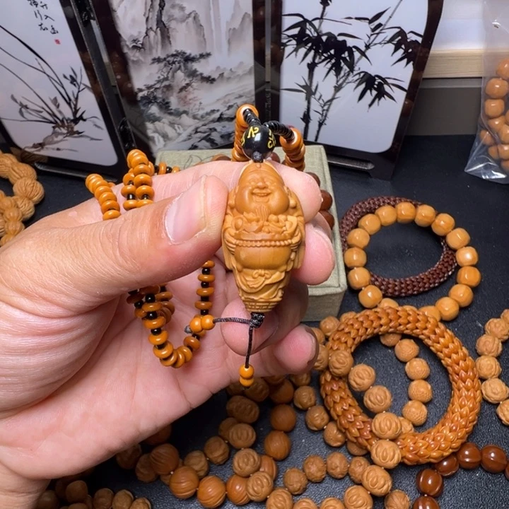 猴头核桃手串脖子挂财神
