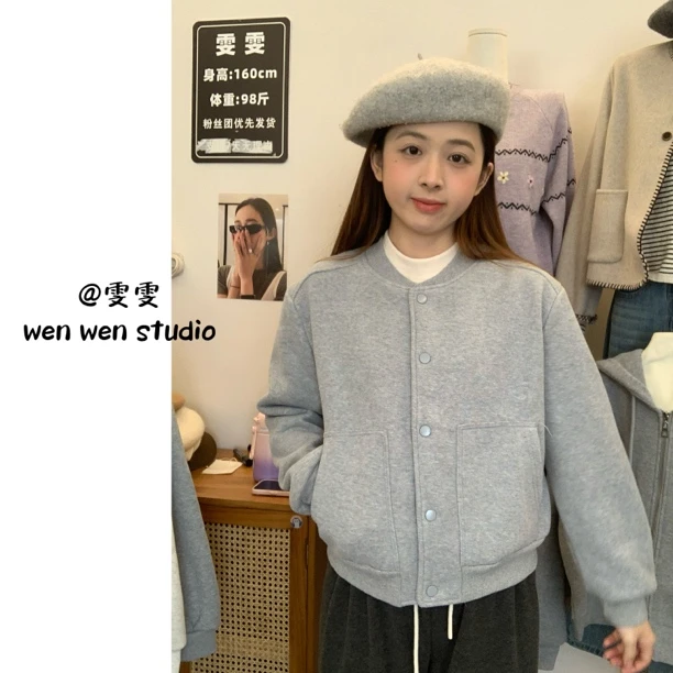 【雯雯】“正肩棒球服”韩版加绒棒球服外套
