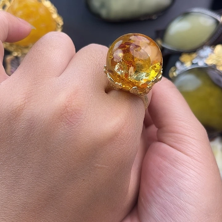 琥珀银S925镶嵌裸石