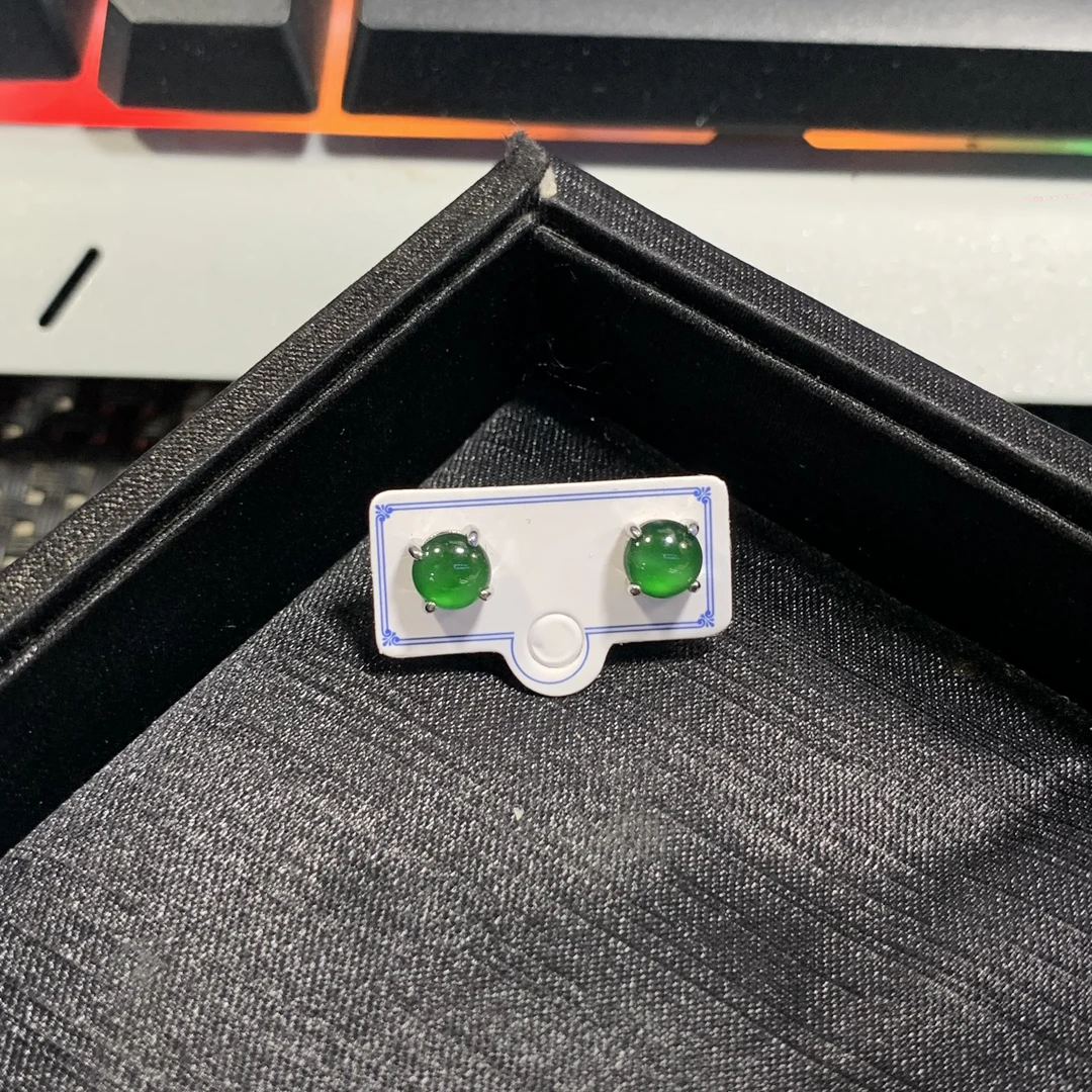 天然A货翡翠蛋面耳钉商品多样性发一6808