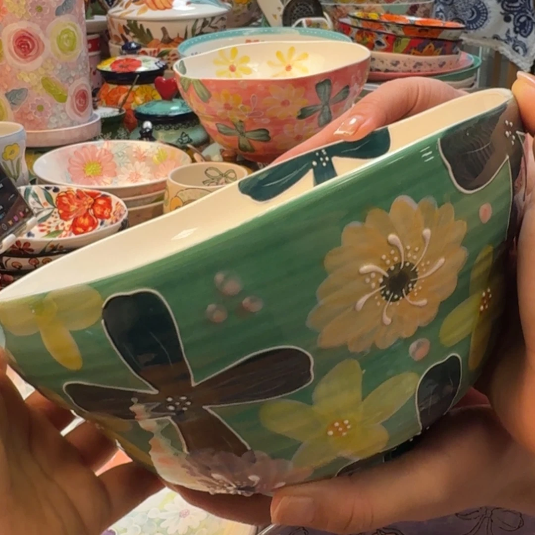 陶瓷8.5英寸花海葫芦汤碗一只