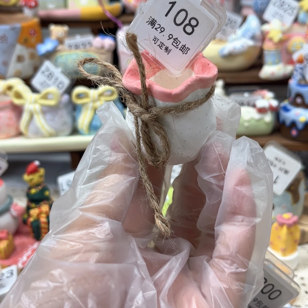 108花边拇指花盆手绘