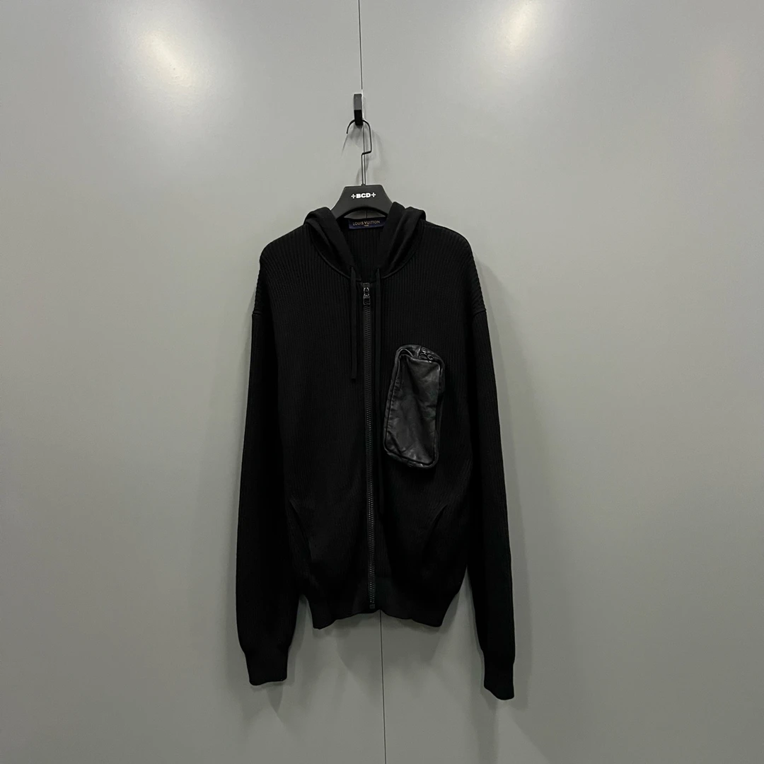 95新 LouisVuitton/路易威登 kk 拼接老花口袋针织外套XXL/008864