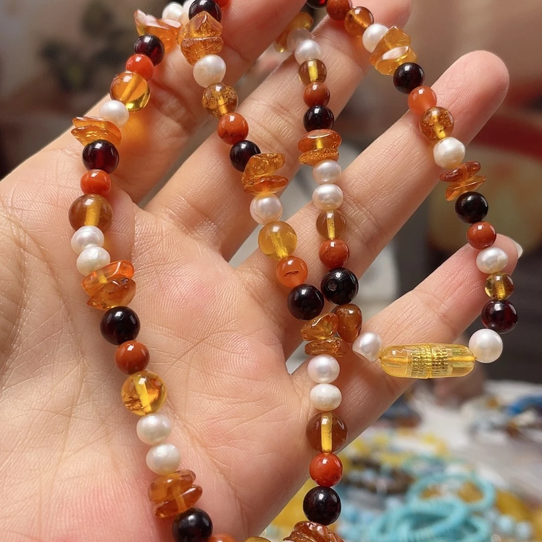 琥珀未镶嵌裸石项链