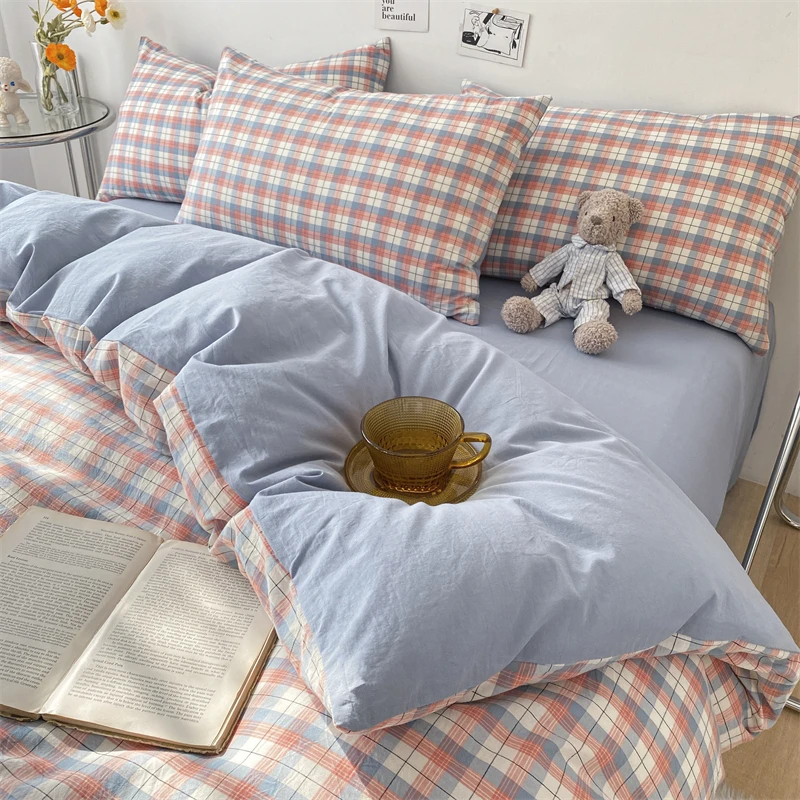 A类纯棉简约四件套春夏季床单棉被套家用床品学生宿舍单人三件套