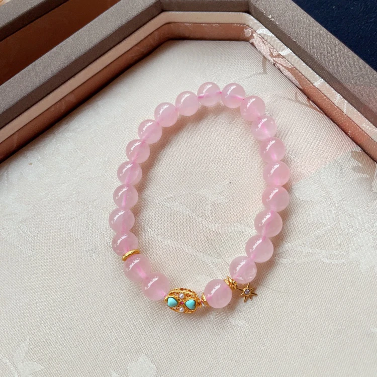 8mm粉水晶新款设计粉水晶手串