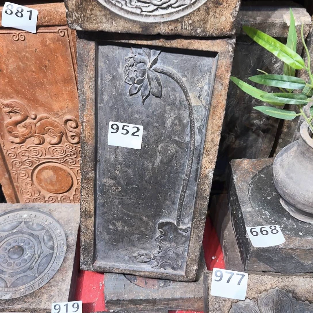 老砖后刻茶台，砚台，画像砖