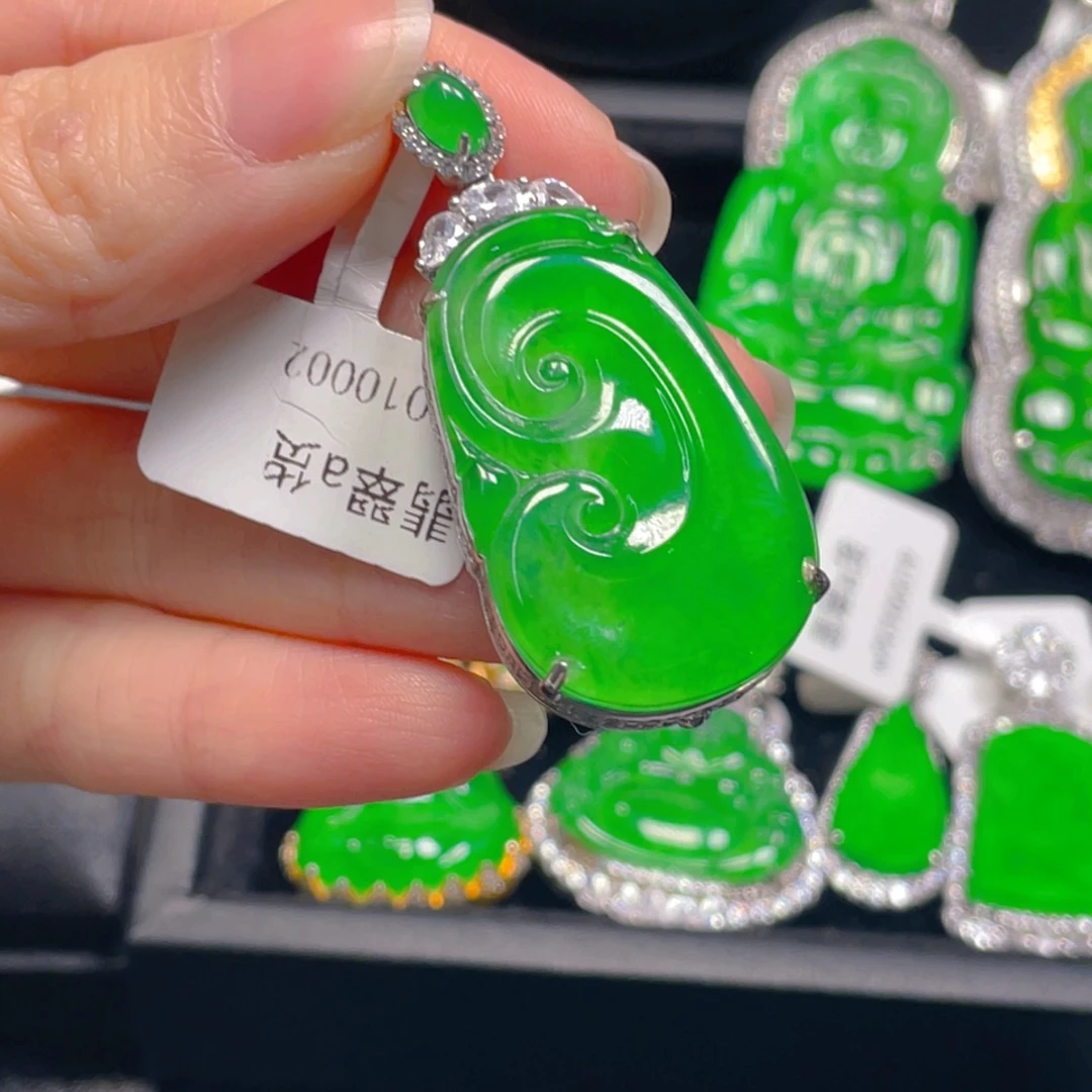 翡翠银S925镶嵌吊坠(不含链)