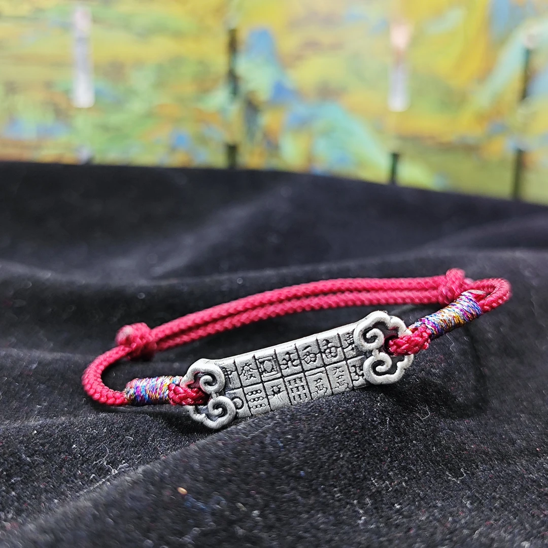 足银布艺手链 中发白足银红手绳A606 yy