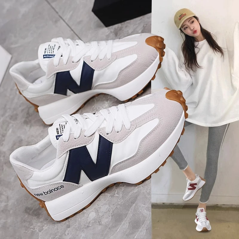 ins厚底百搭休闲鞋休闲风旅游修面皮老爹鞋运动鞋白女鞋秋季网红