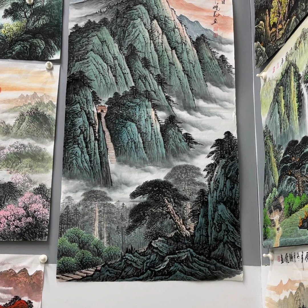 国画M**党宣纸手绘，手工作品