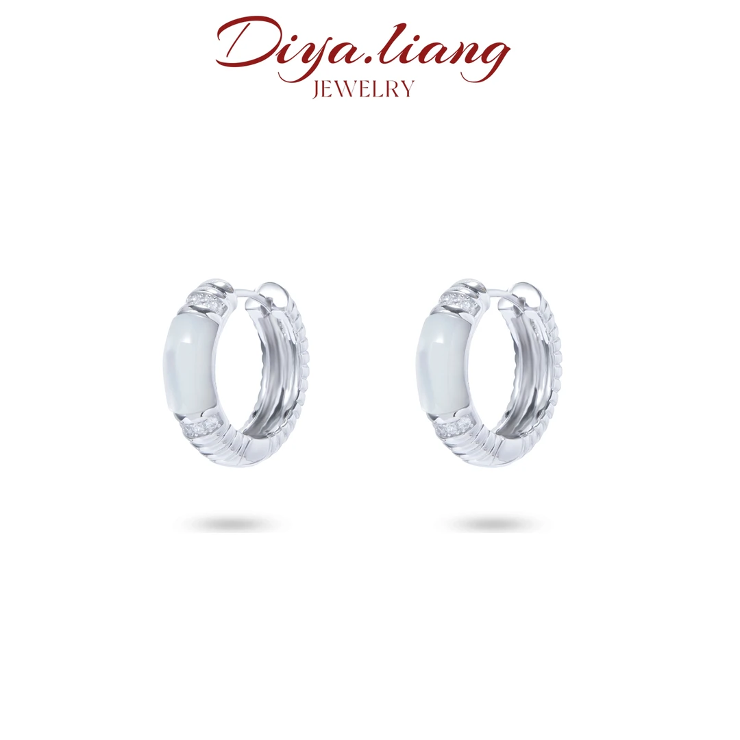 925银耳饰 梁雅帝新品【纯白射线】褶皱肌理素圈时尚纯银耳饰