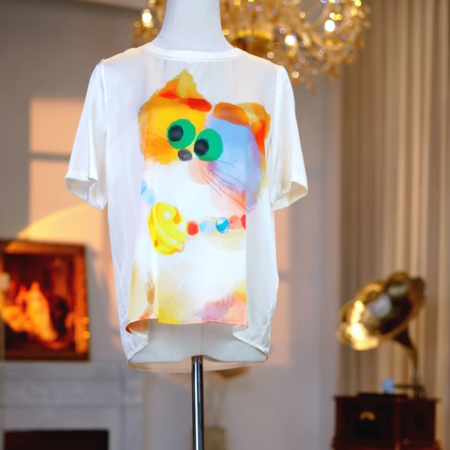 桑蚕丝高定时尚气质减龄上衣 250103