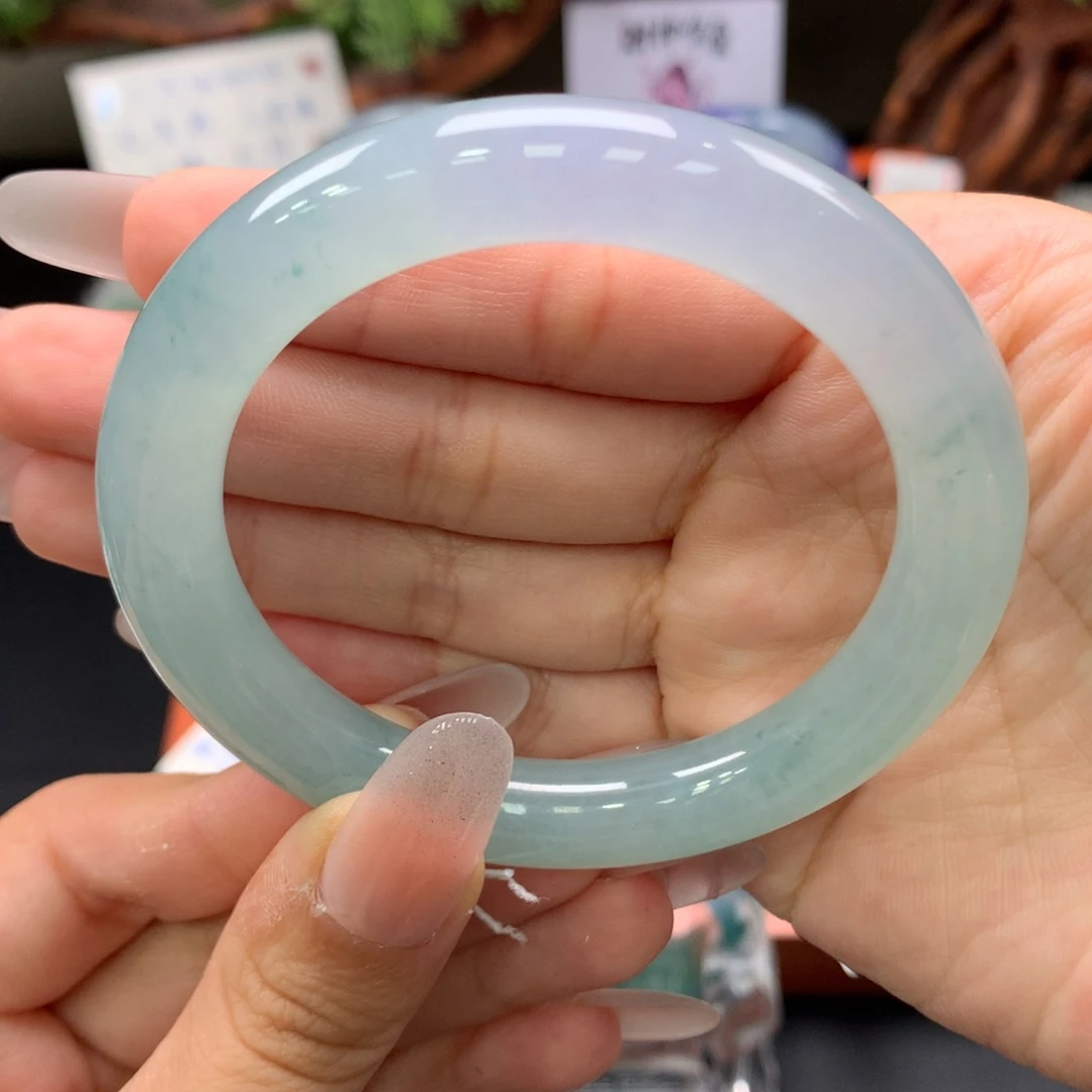 翡翠手镯未镶嵌46号闭眼入高货冰胶幻彩镯
