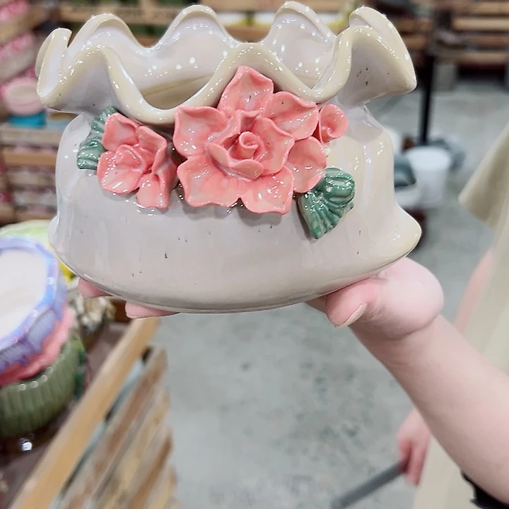 有孔.凑满10元发货多肉陶瓷花盆！