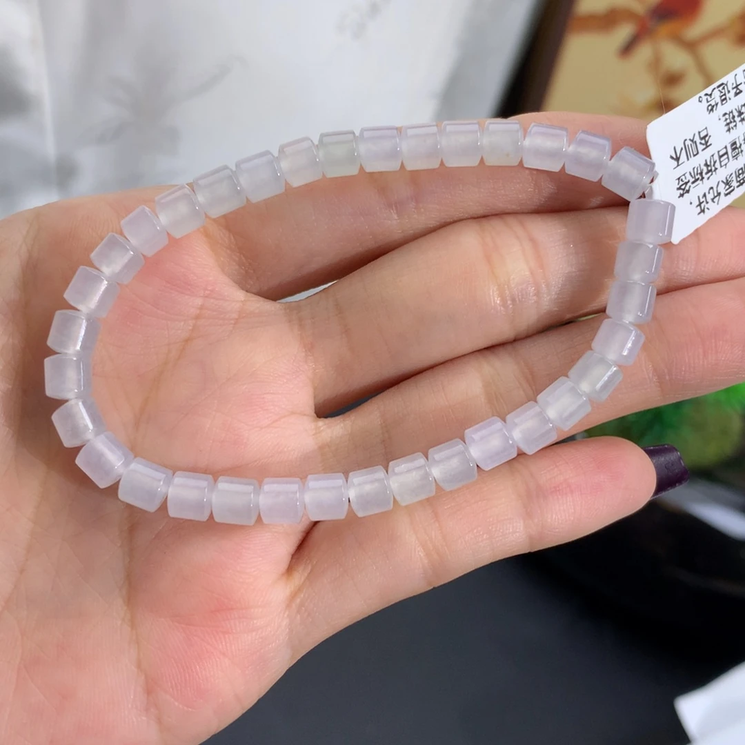 翡翠未镶嵌手串卡5.3冰胶桶珠手串