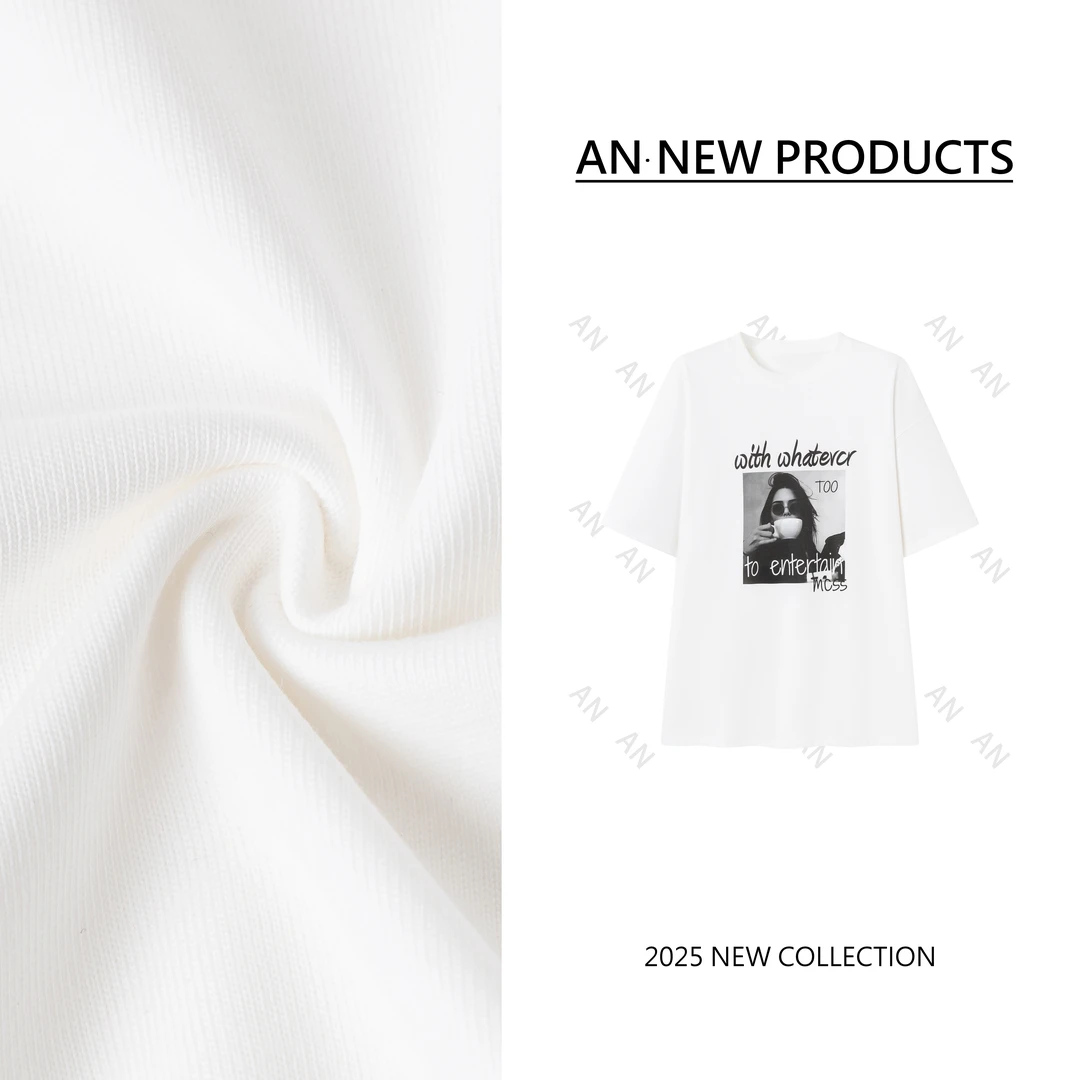 C04160新款INS潮时髦宽松墨镜人物图案印花大版圆领T恤