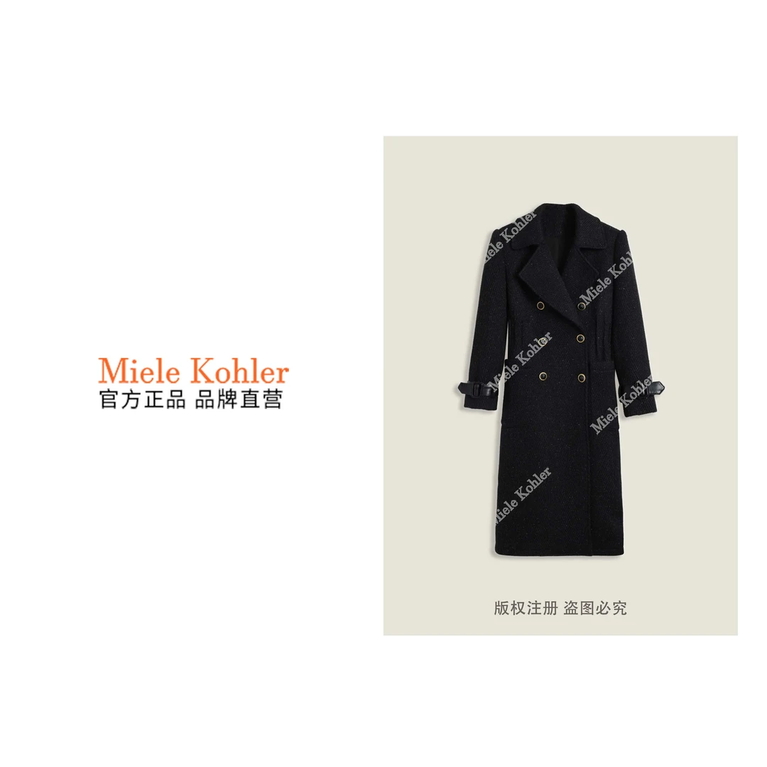 秋冬时尚小香风绵羊毛双排扣风衣外套MKKQ88651【澳门小源同款】