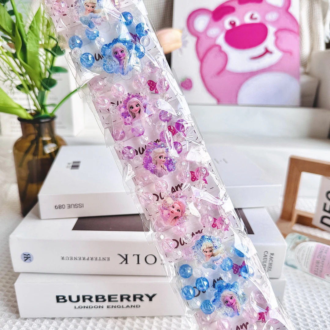 A12爱莎立体儿童手链彩色闪粉公主手链韩版串珠手串女童可爱手链