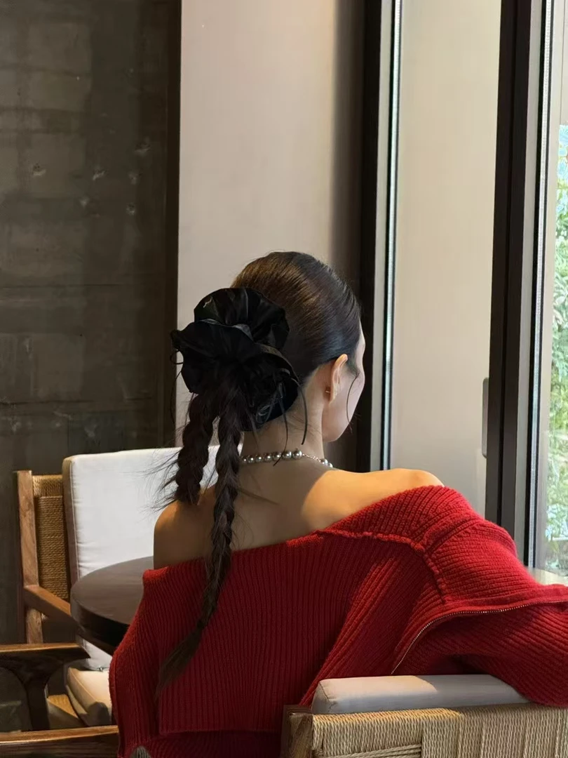 补cha连接甜美复古丝绒花头发夹日韩百搭竖夹香蕉夹抓夹