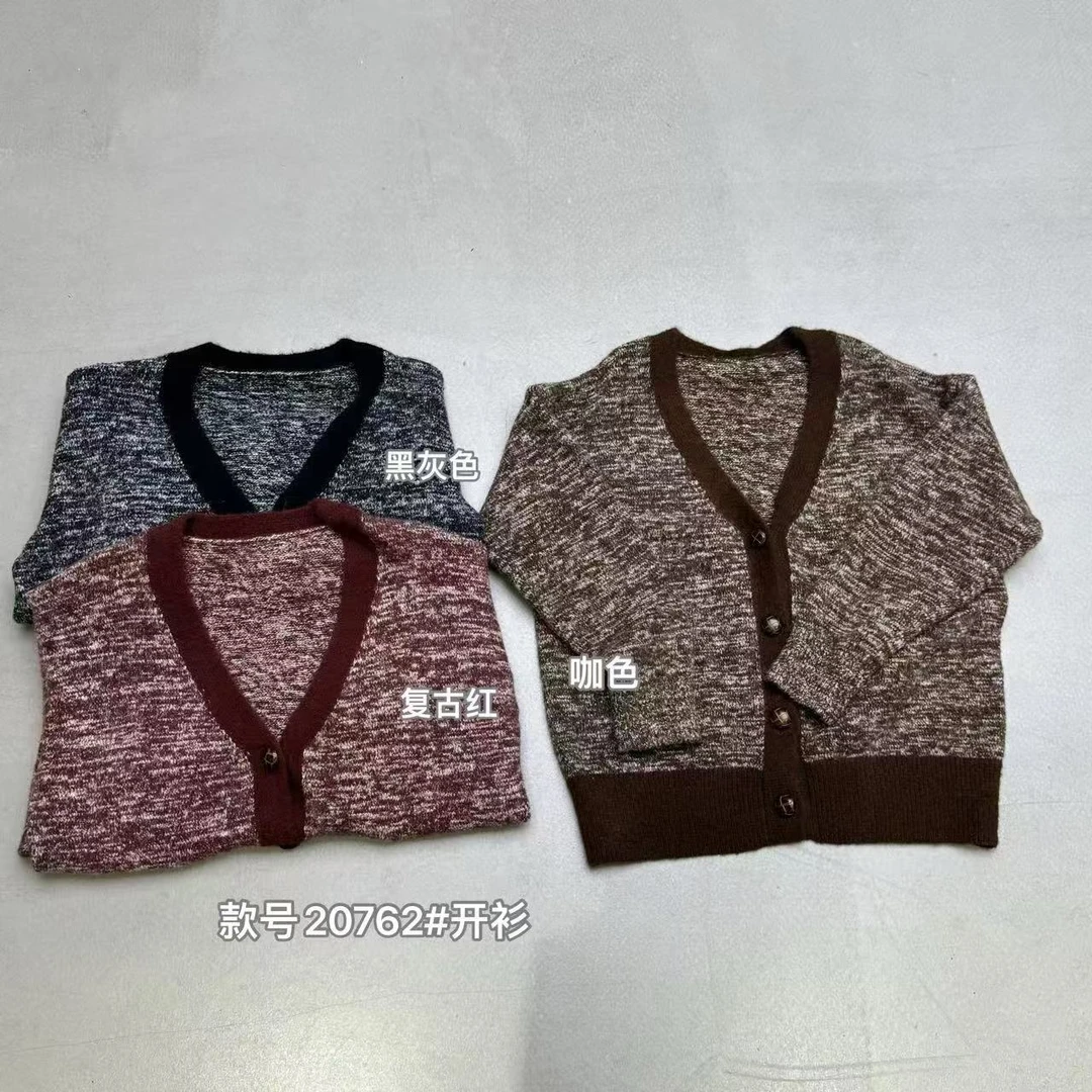 【花线开衫】复古慵懒英伦风花线毛衣开衫20762