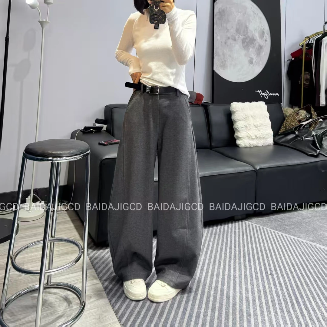 工厂店-（时尚大气）2025韩版时尚天丝羊毛秋冬加厚弯刀裤（68077）