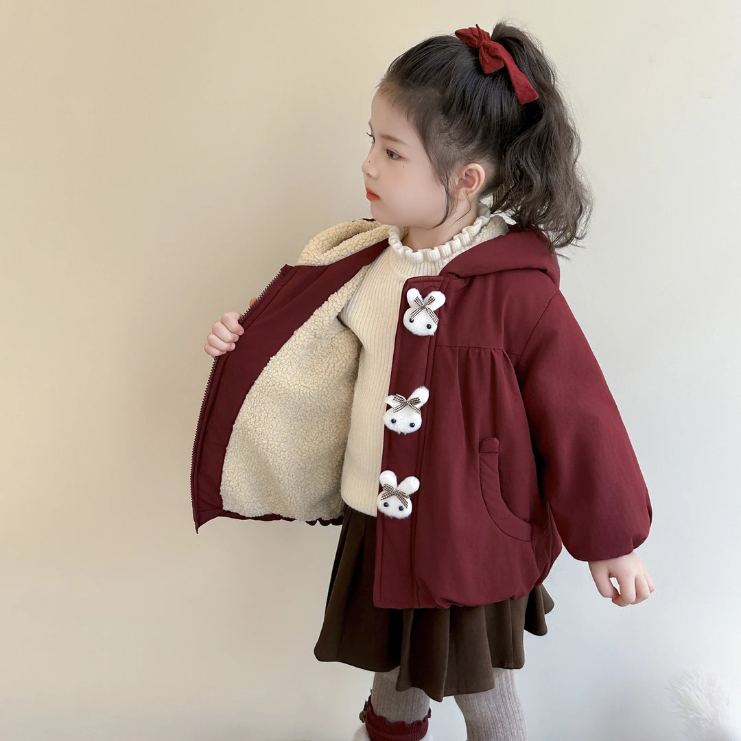 女童洋气秋冬季加绒加厚外套2025新款女宝宝时髦女童外套秋冬款