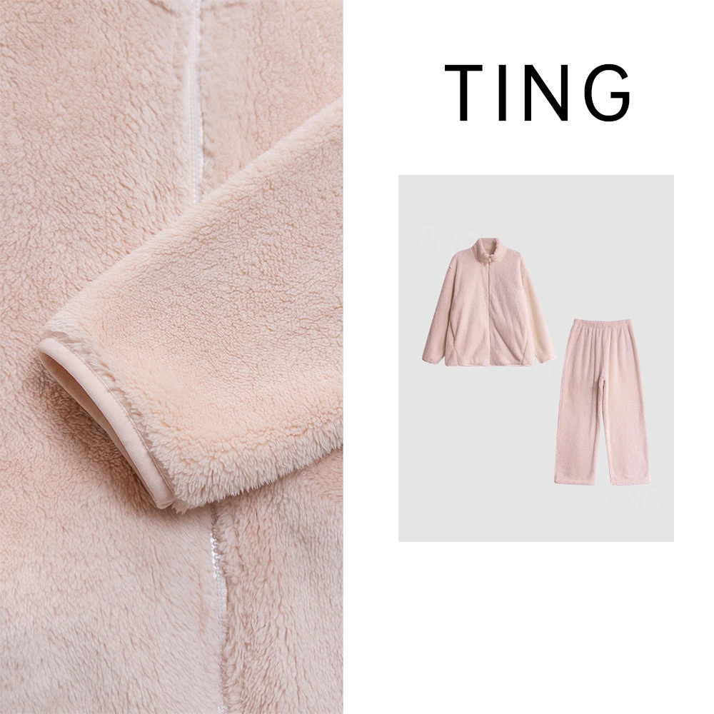 加绒加厚珊瑚绒睡衣女秋冬韩系家居服套装69140