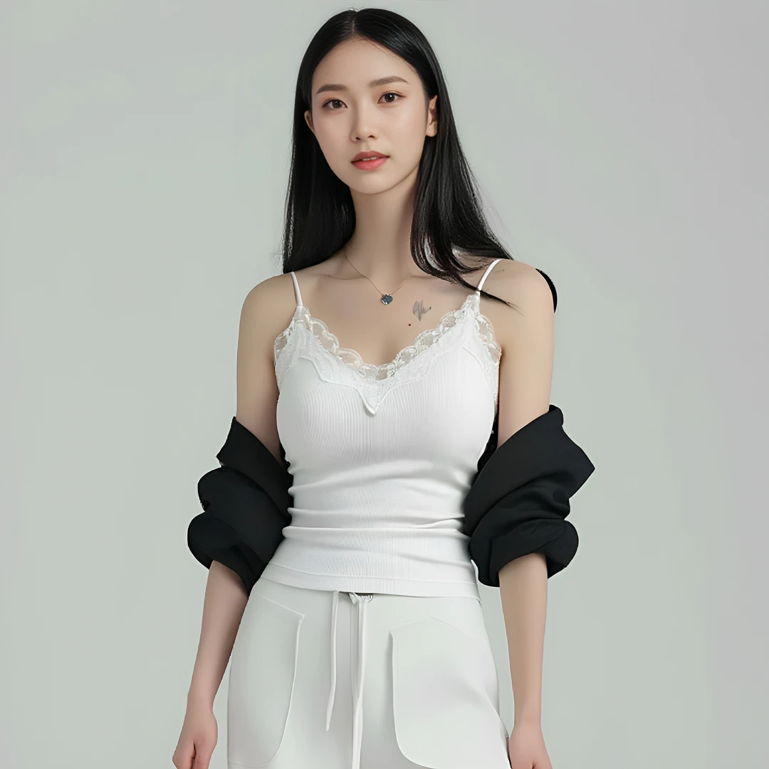 MIEVSUY网红性感蕾丝背心女V领美背细肩吊带内搭外穿打底无袖上衣