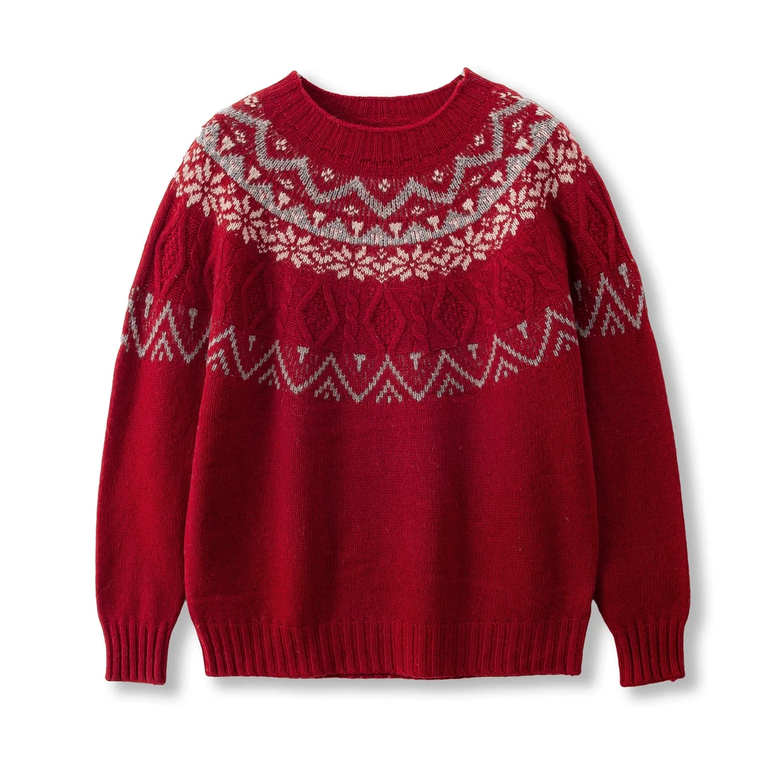 NICOLE私服/复古费尔岛提花设计感无缝小众独特内搭羊毛针织衫