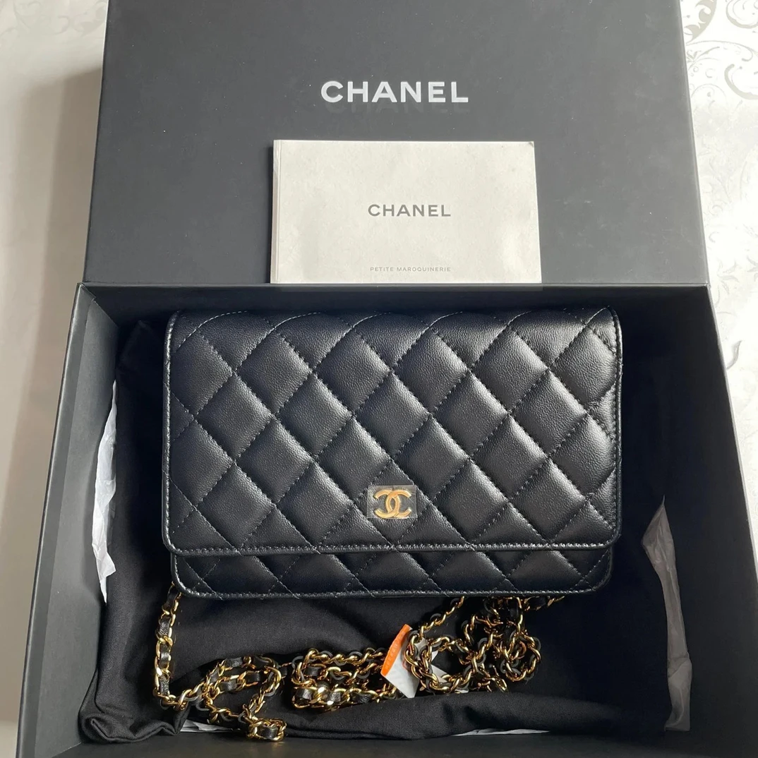 95新 Chanel/香奈儿 Chanel黑金吸扣发财woc链条包25090069-02