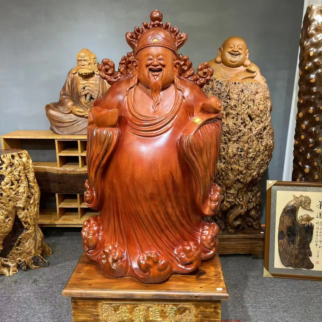 《财神爷》花梨木 落地款大摆件(带底座) 尺寸77-43-168