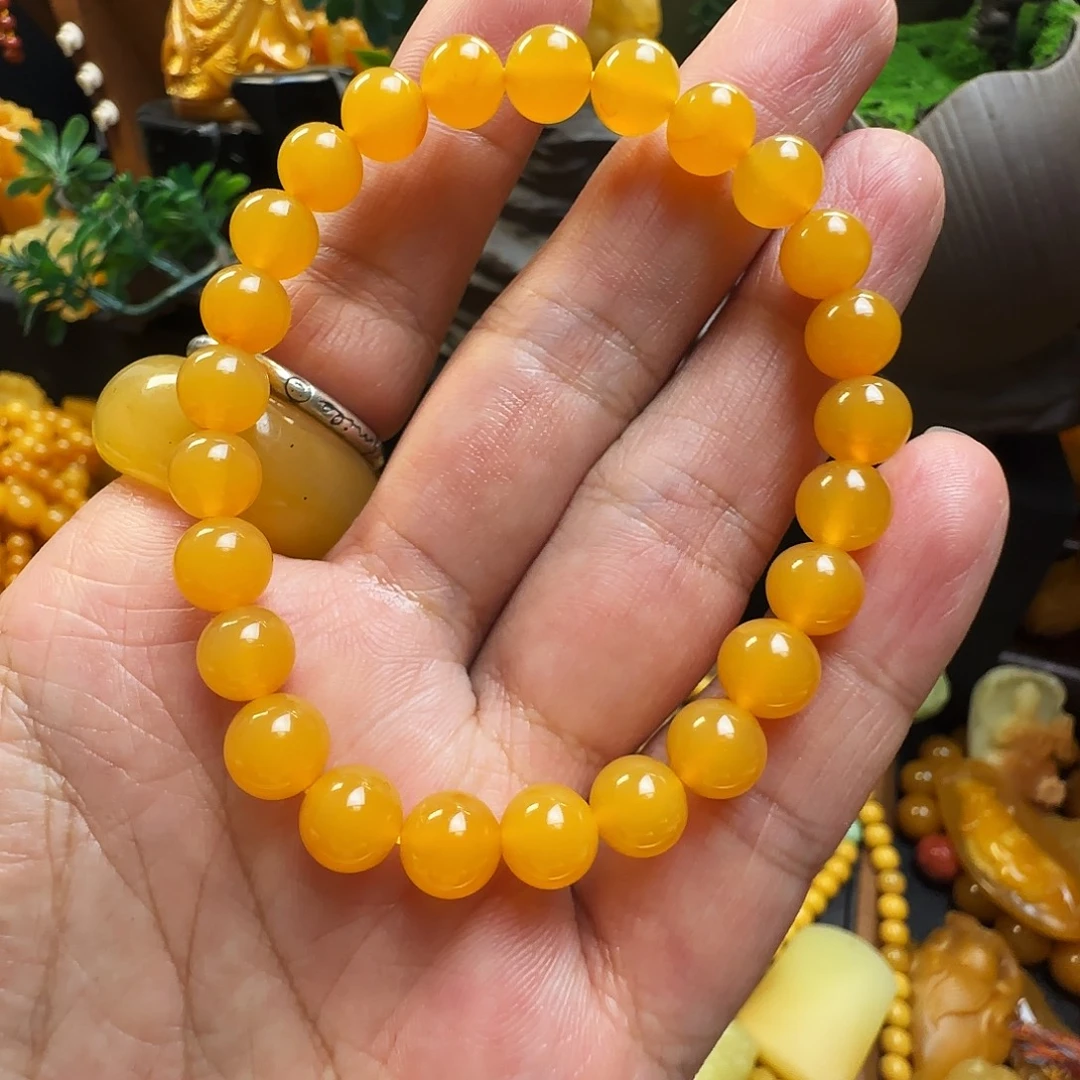 石英质玉（缅黄）未镶嵌手串卡7.5手串（微瑕 不退换）