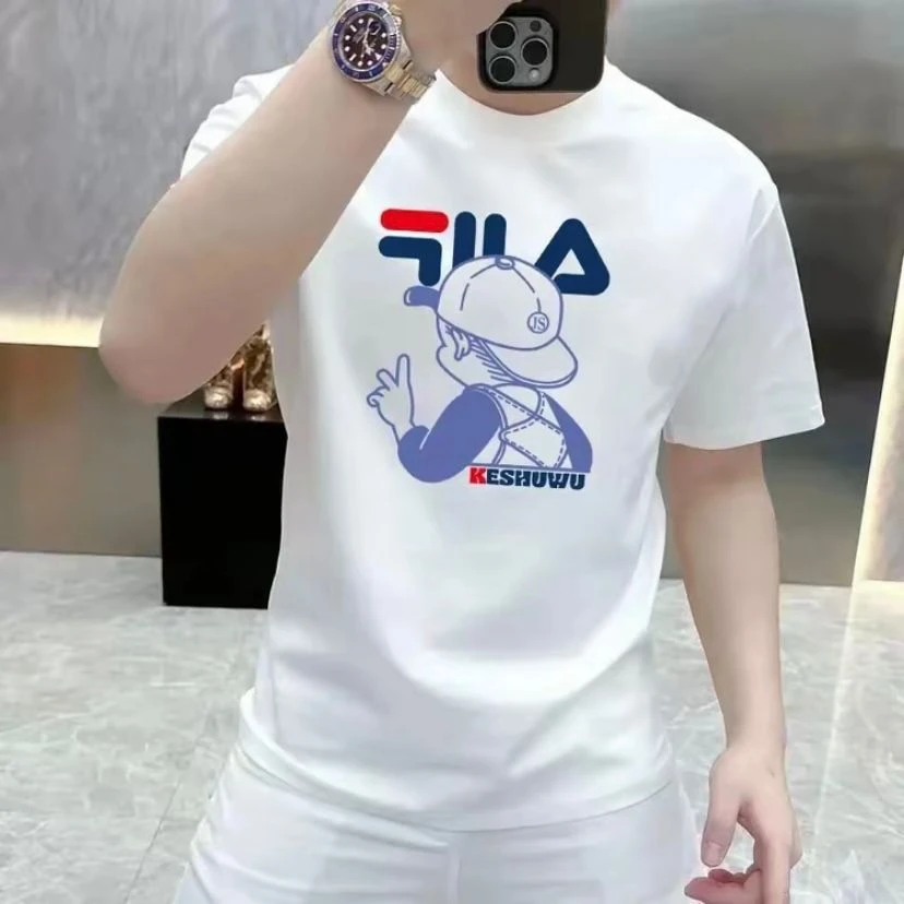 高品质轻奢夏季2025新款男士ins短袖t恤时尚半袖潮流圆领大码上衣