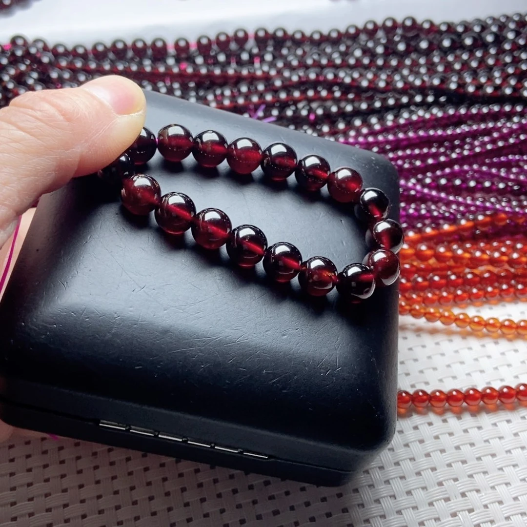 石榴石手链未镶嵌8酒红色
