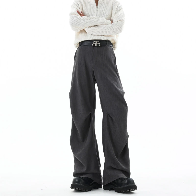 春夏新款美式复古褶皱休闲裤直筒长裤裤子男潮流阔腿伞兵裤K3277