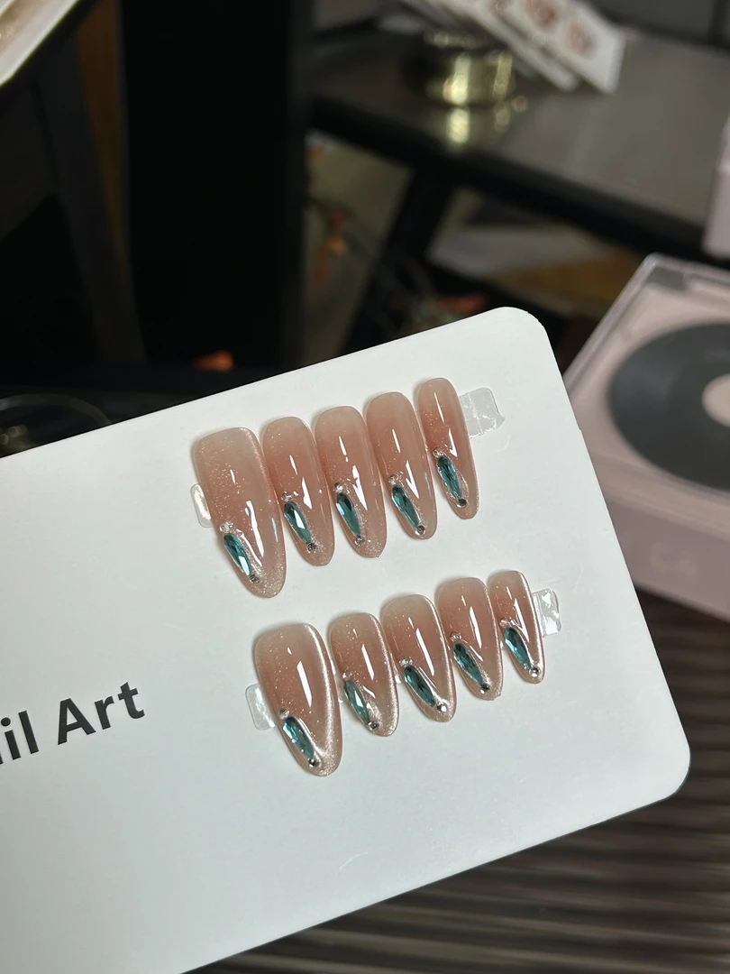 【蓝眼泪27】浅翠蓝锆石版 纯手工穿戴甲