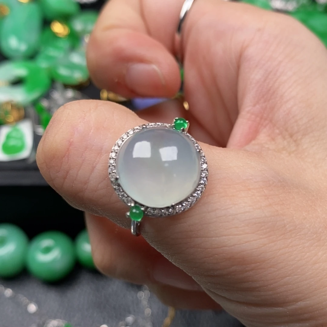 翡翠银S925镶嵌戒指翡翠