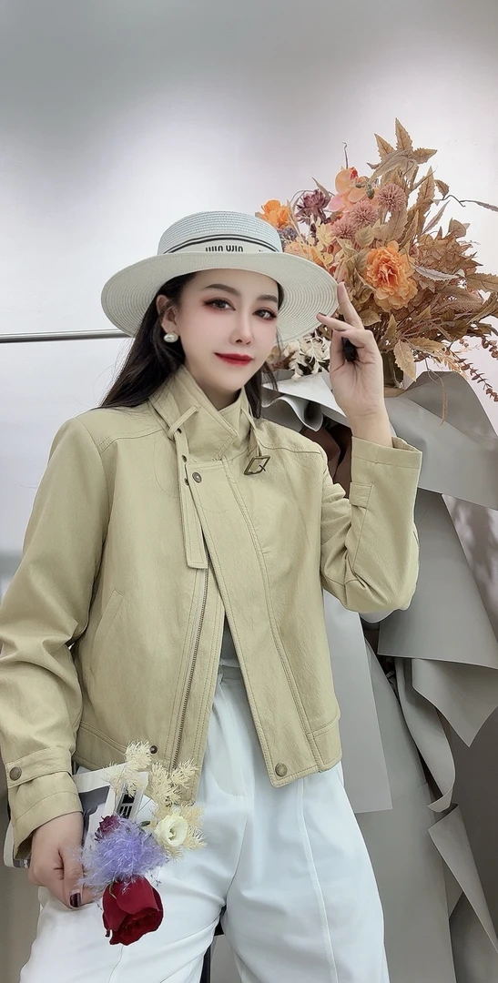 欧货圆领设计师款时尚气质夹克上衣机车服 6802 YS