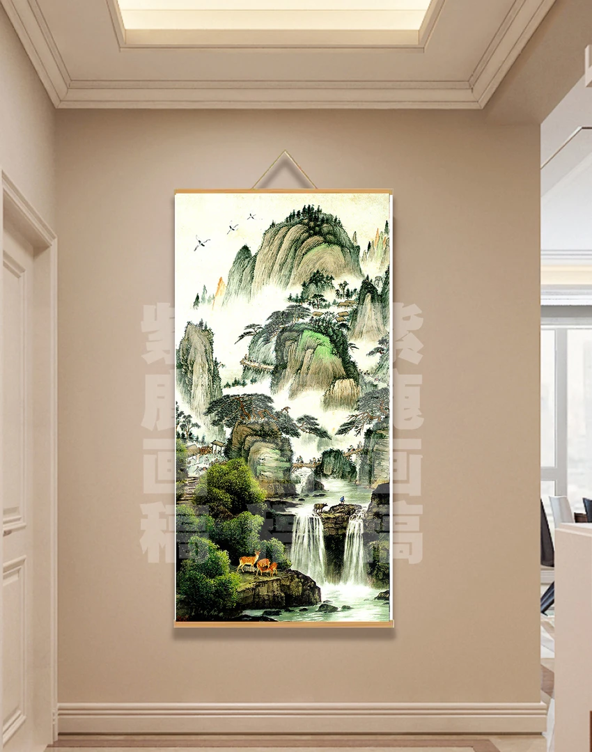 【63山水画】60x120cm现代简约挂轴装饰画办公室家居装饰画