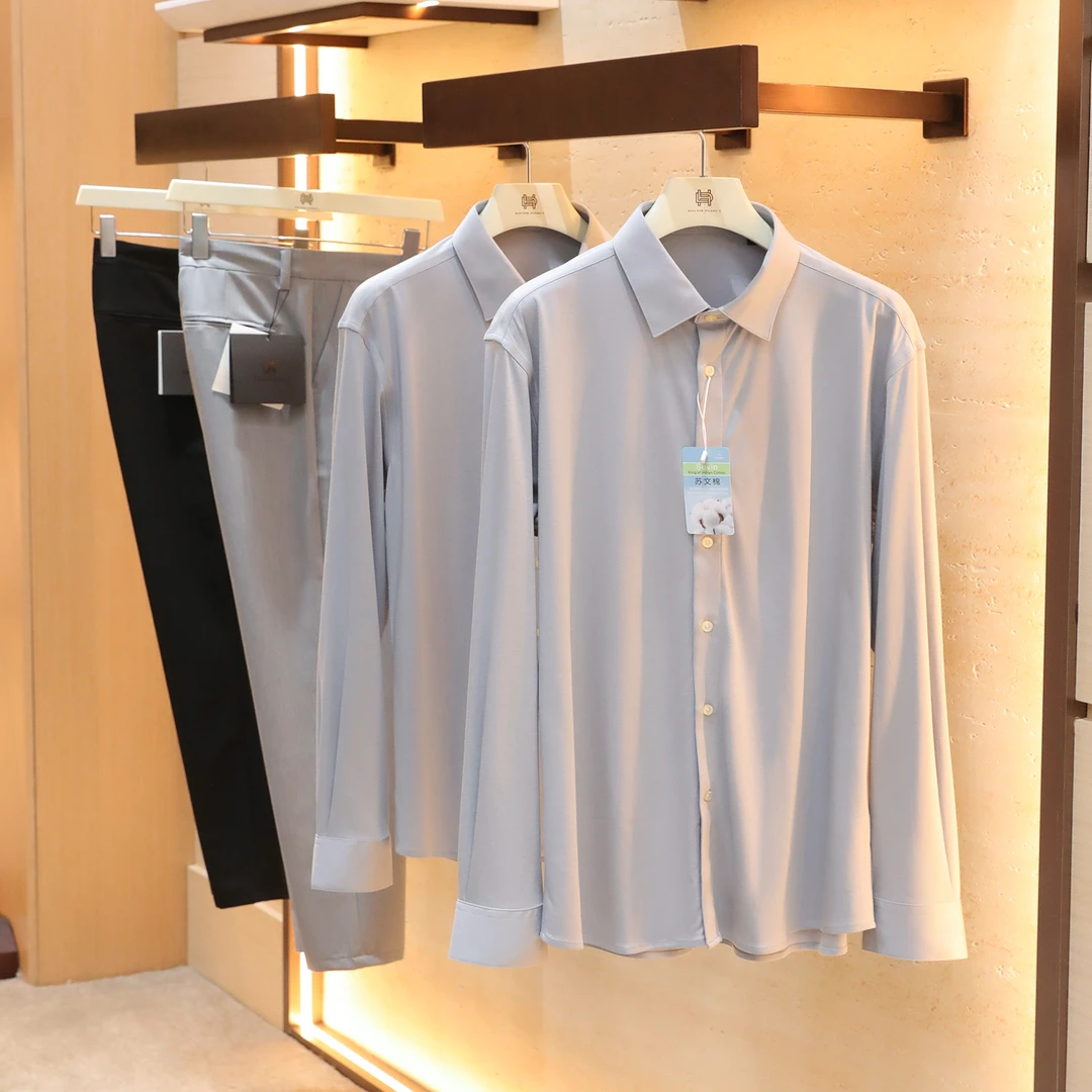 意式奢华老钱风2025秋冬季新款莫代尔衬衫男商务休闲长袖衬衣1572