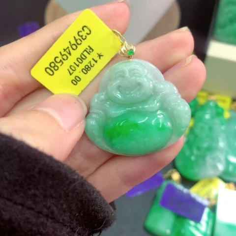 吊坠(不含链)18K金镶嵌翡翠