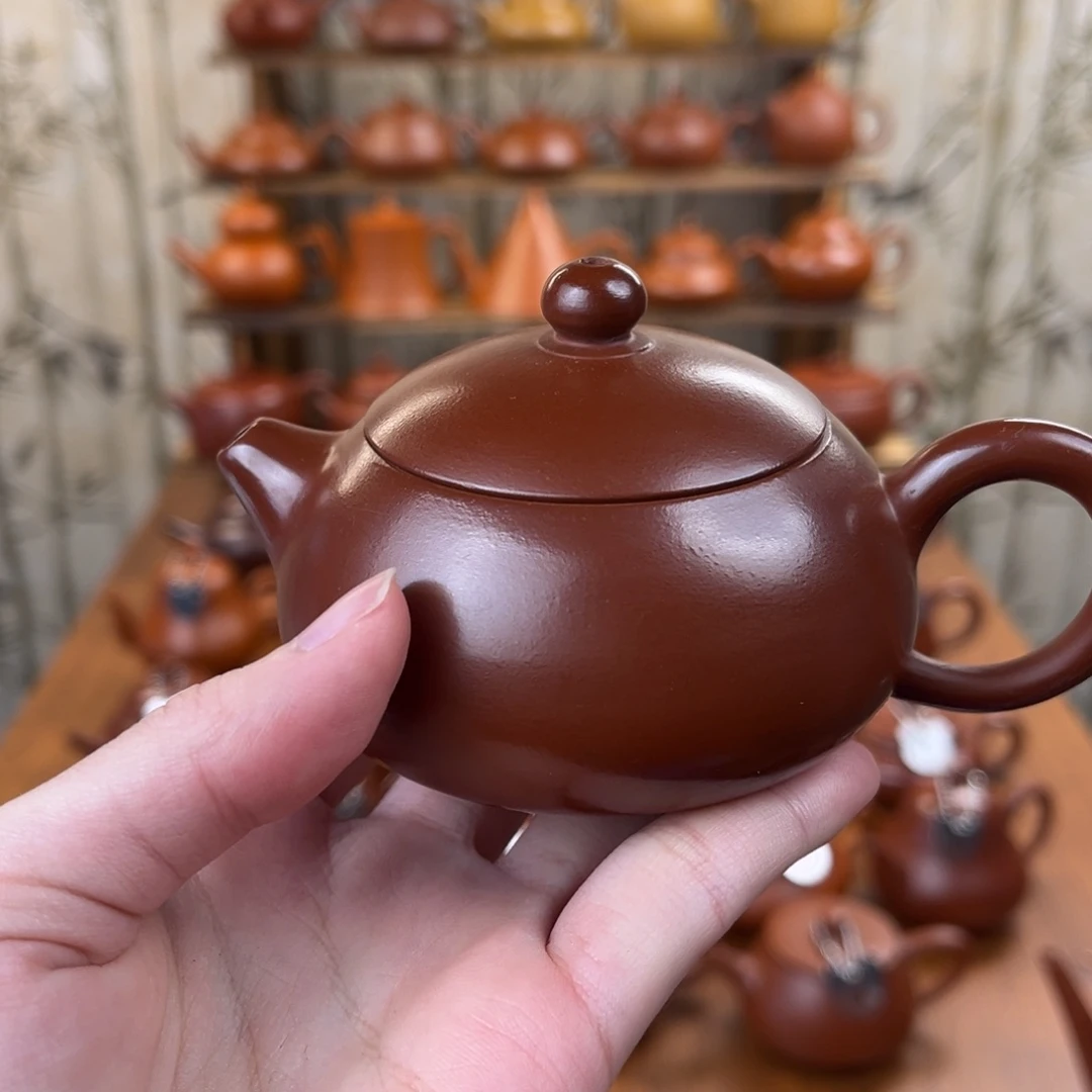 紫砂茶壶潮州原矿朱泥扁西施110c