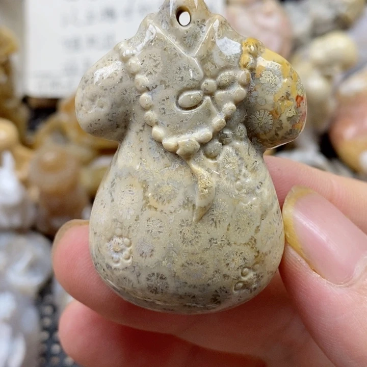 颈饰未镶嵌硅化珊瑚（珊瑚玉）
